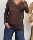 Top dentelle marron TU 40/46 et 46/50
