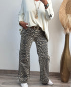 Jeans wide leg leopard