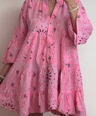 Robe courte bandana et broderie rose