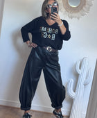 Pantalon barrel similicuir noir TU 38/46