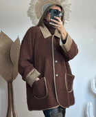 Veste moumoute Marron bi matière
