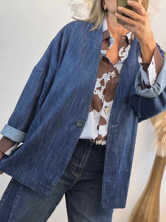 Veste blazer jean oversize