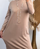 Robe longue maille beige
