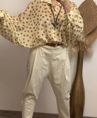 Blouse fluide jaune pois marrons