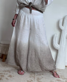 Pantalon palazzo Lin blanc et beige