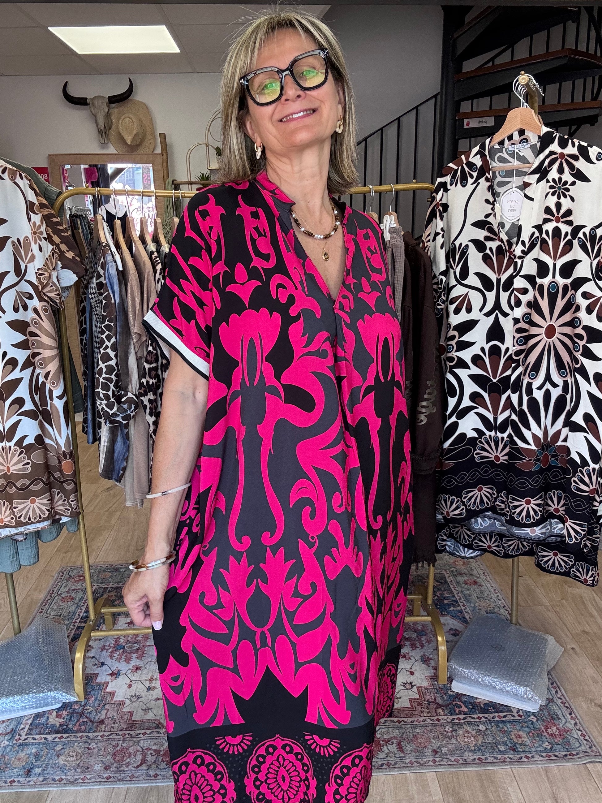Robe arabesque noir fuchsia TU 40/48