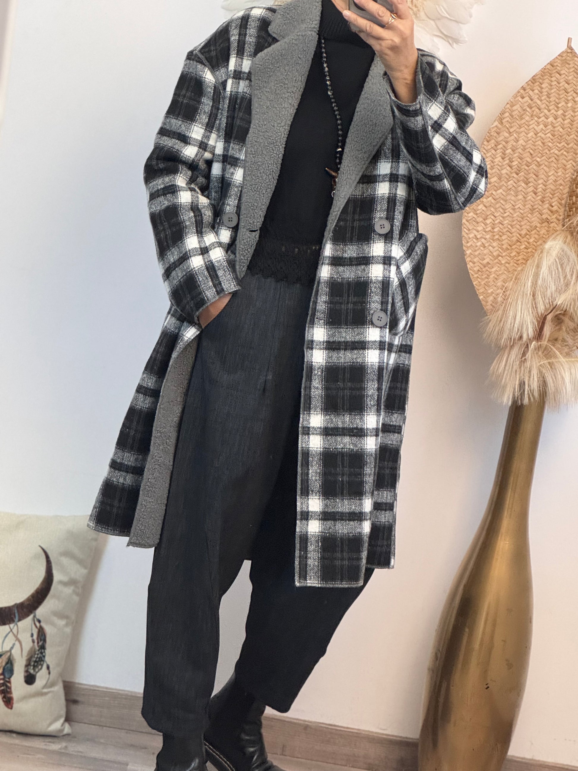 Manteau réversible gris