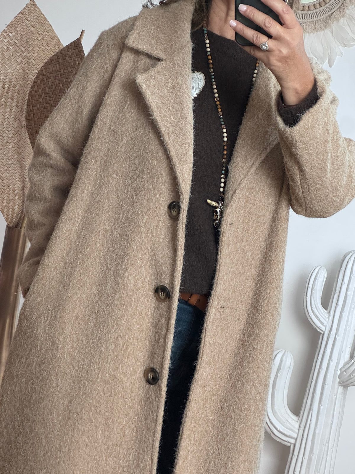 Manteau moumoute beige