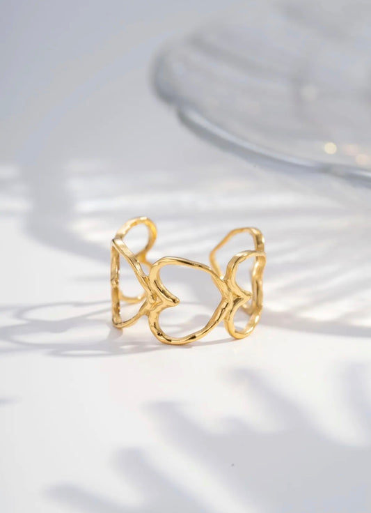 Bague cœur dorée ou argentée