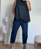 Jeans barrel bleu foncé