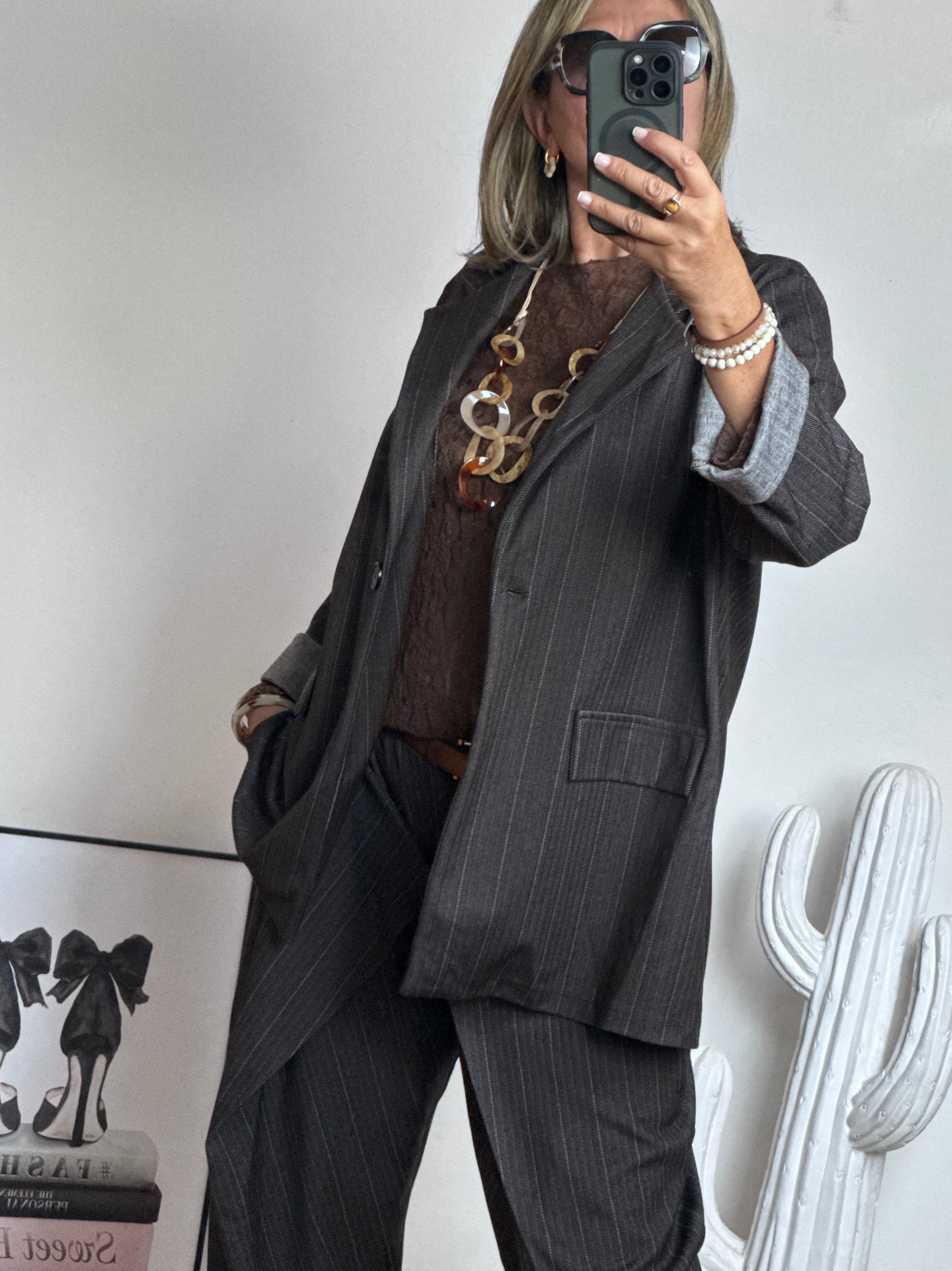 Veste blazer Alan marron fines rayures TU 40/48