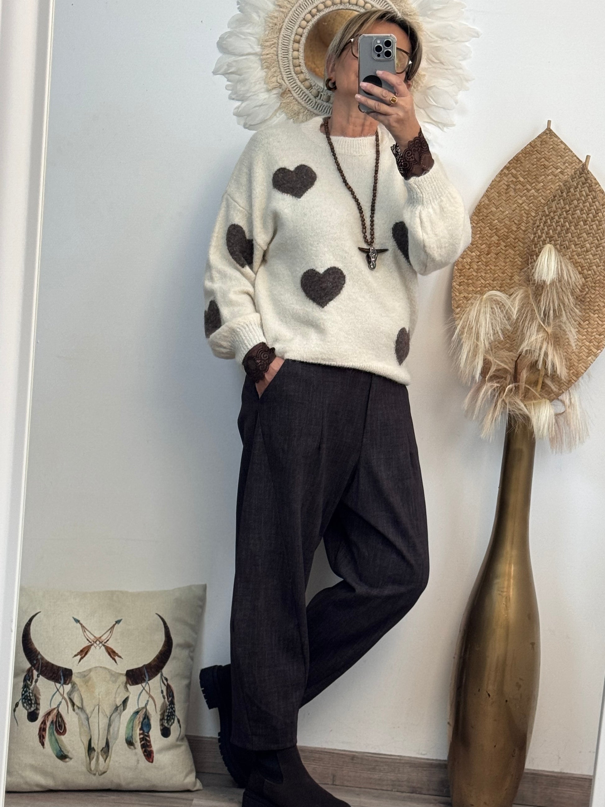 Pantalon marron chiné