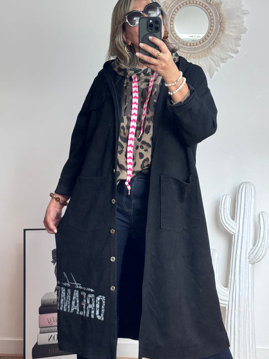 Veste longue suédine noire