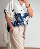 Blouse imprimée marine TU 44/50
