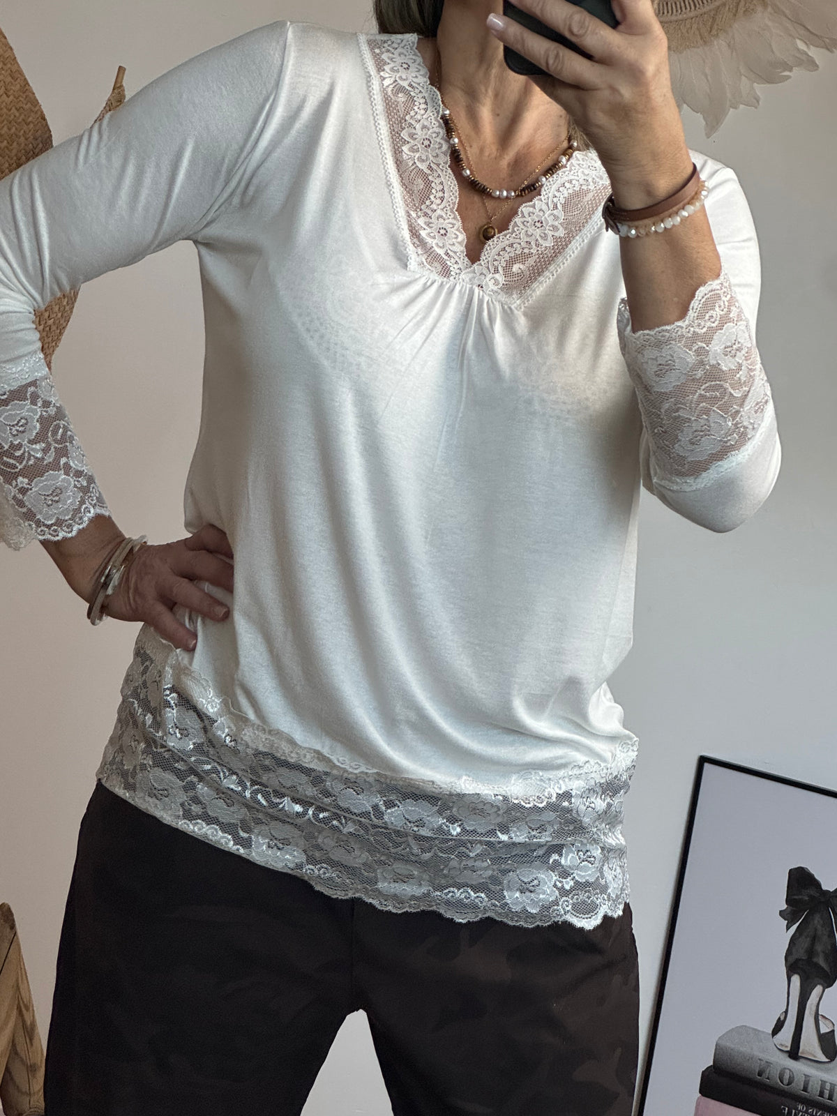 Top dentelle blanc