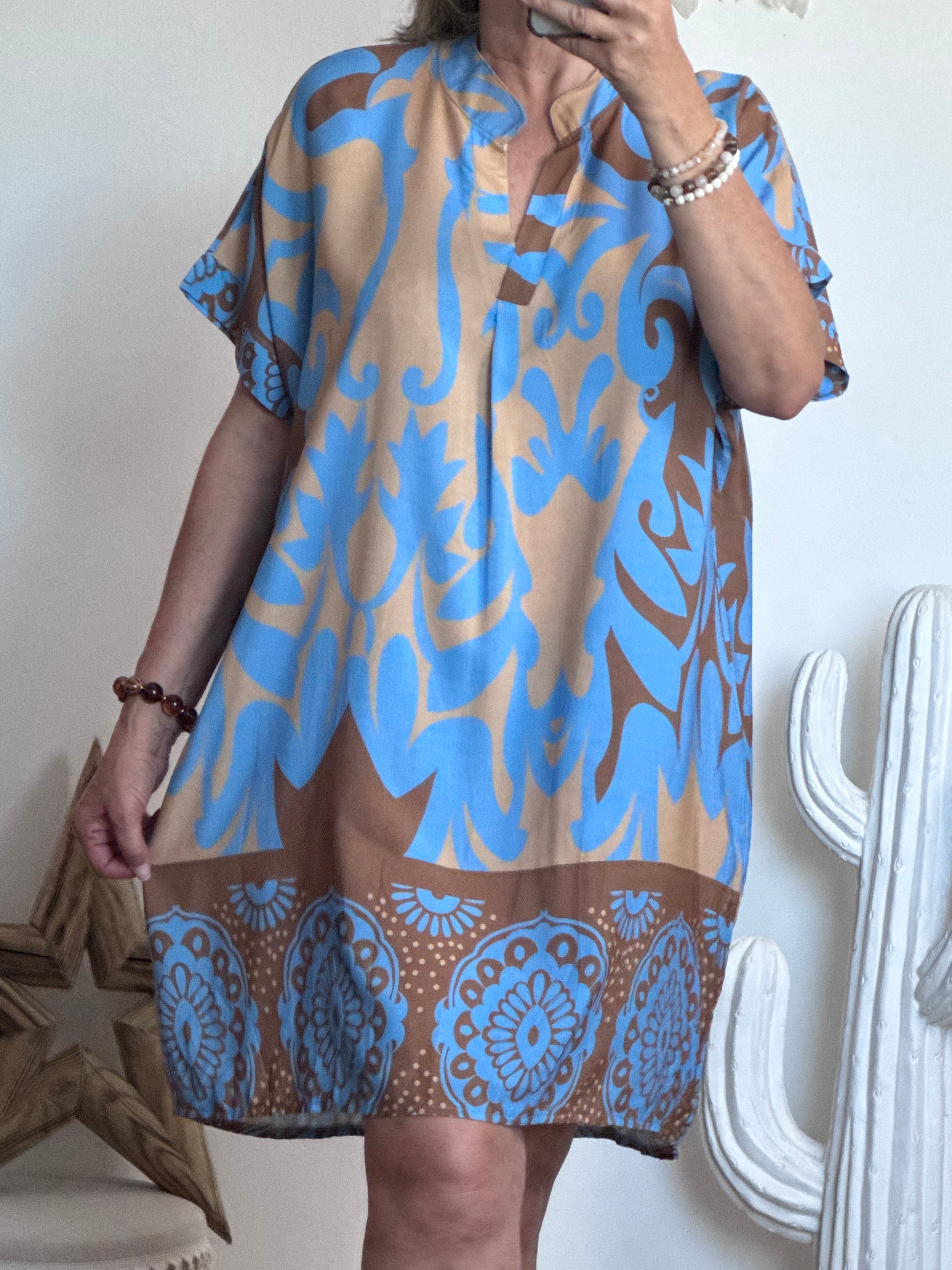 Robe Elisa camel/bleu