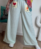 Pantalon rayures verts