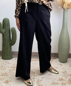 Pantalon noir fines rayures