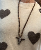 Pendentif  tête de buffle marron artisanal