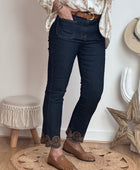 Jean flare bleu brute brodé