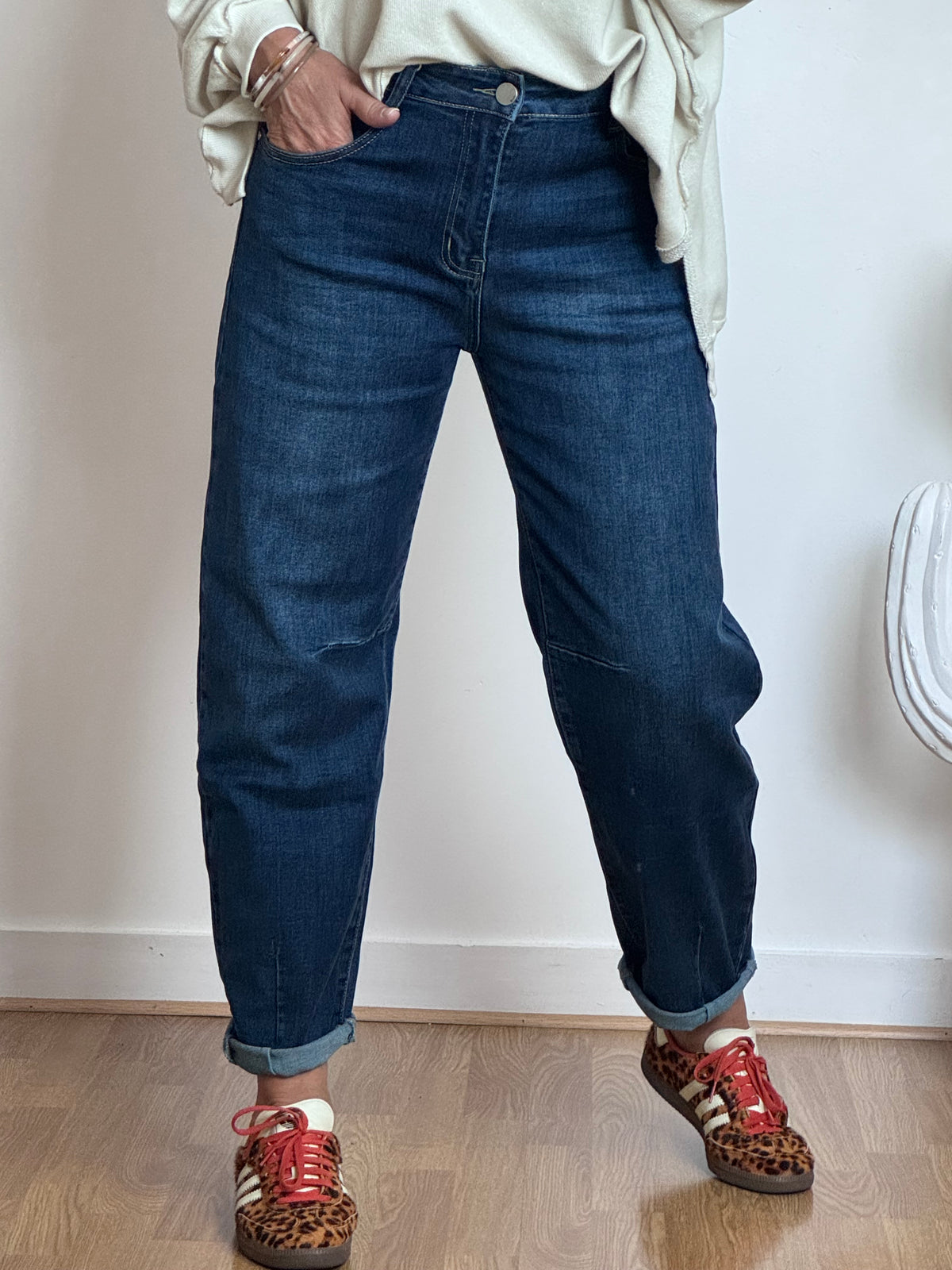 Jean barrel bleu denim