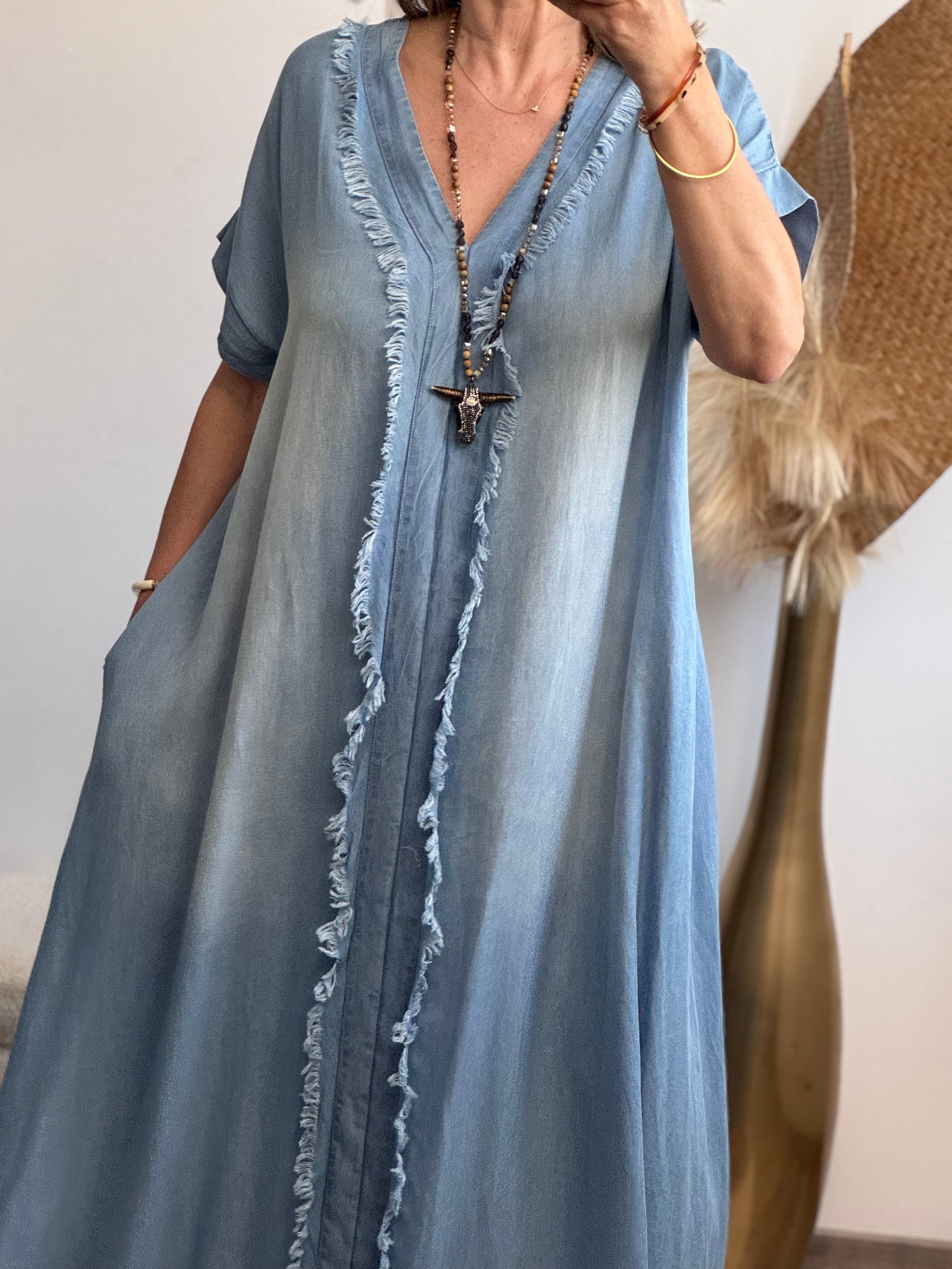 Robe longue bohème bleu TU 38/46