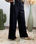 Pantalon noir fines rayures