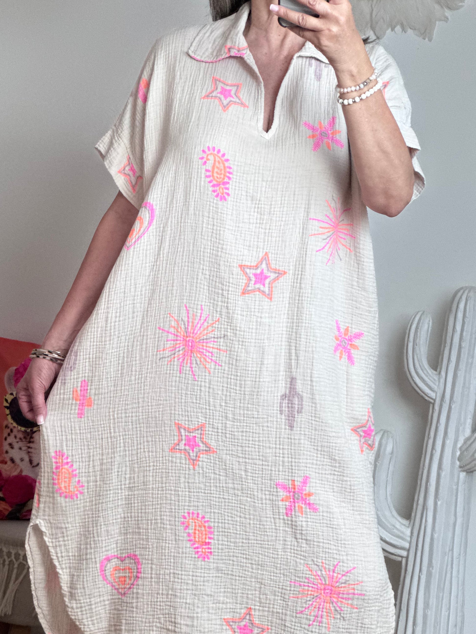 Robe gaze de coton beige