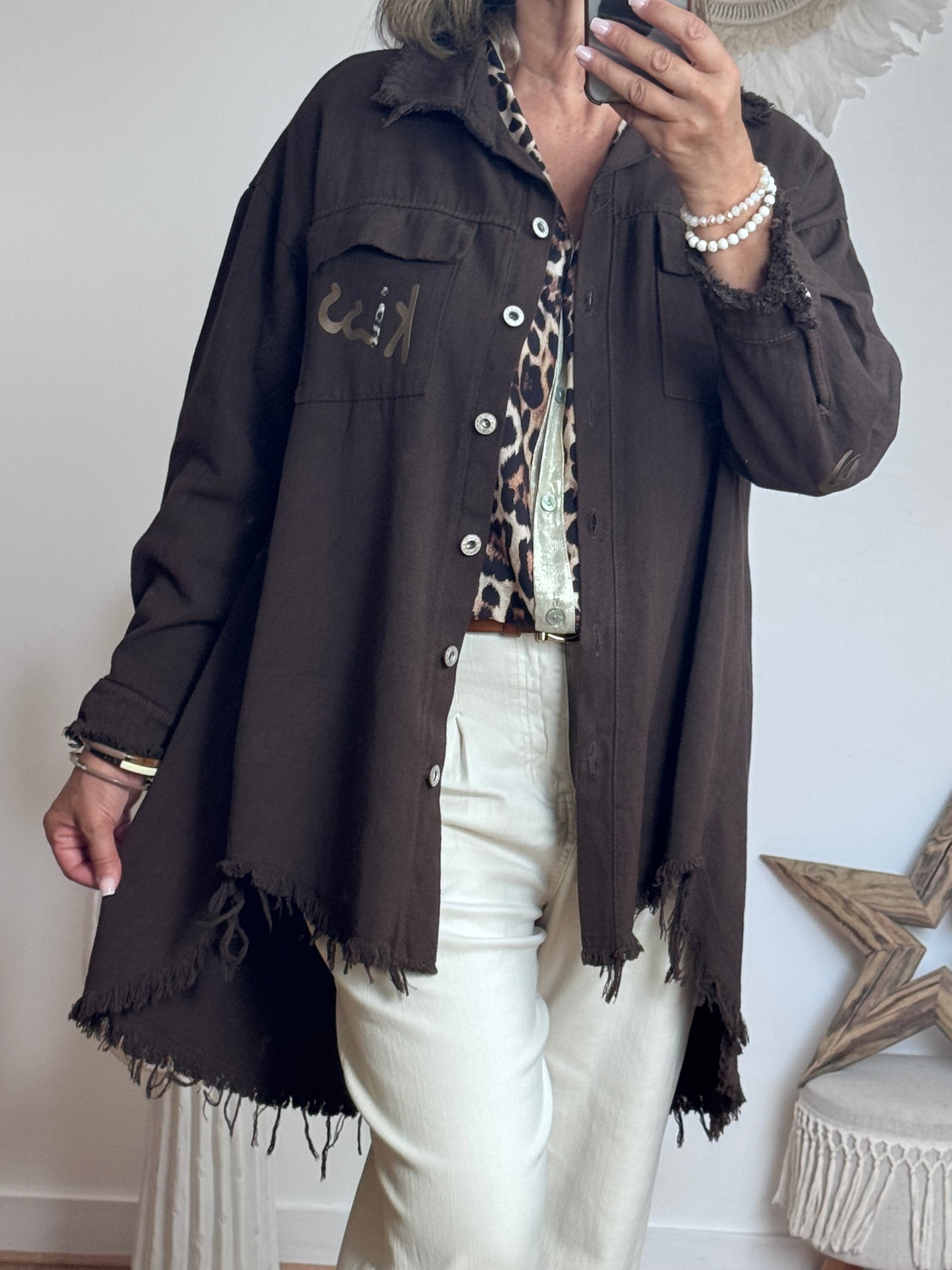 Veste jeans marron vintage