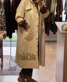 Veste longue suédine beige