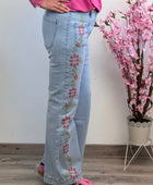 Jean Wide Leg brodé fleurs