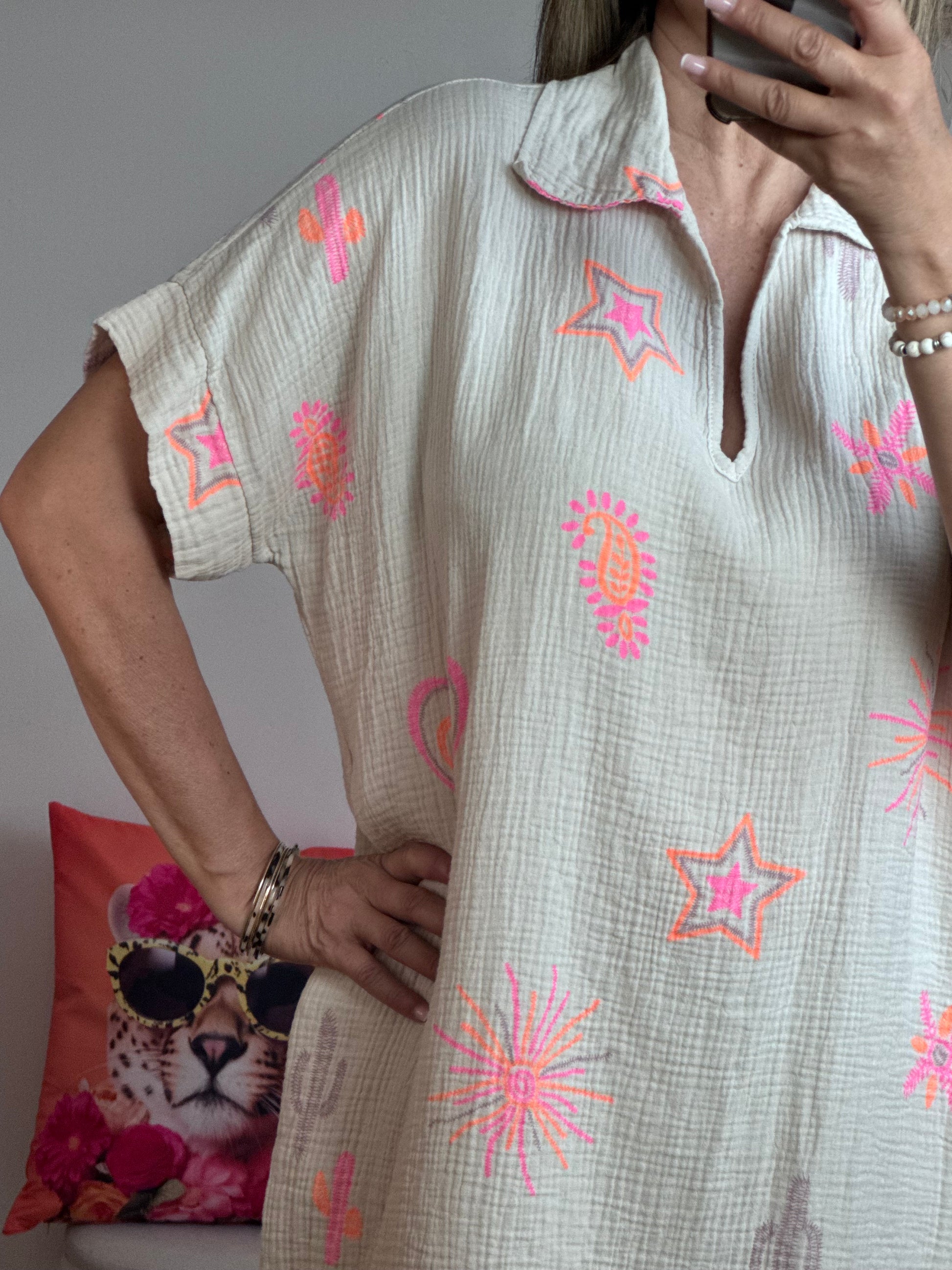 Robe gaze de coton beige