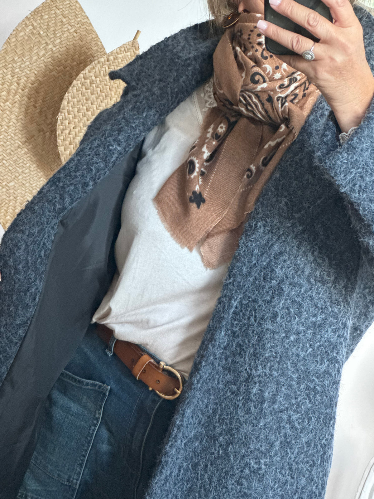 Manteau moumoute bleu