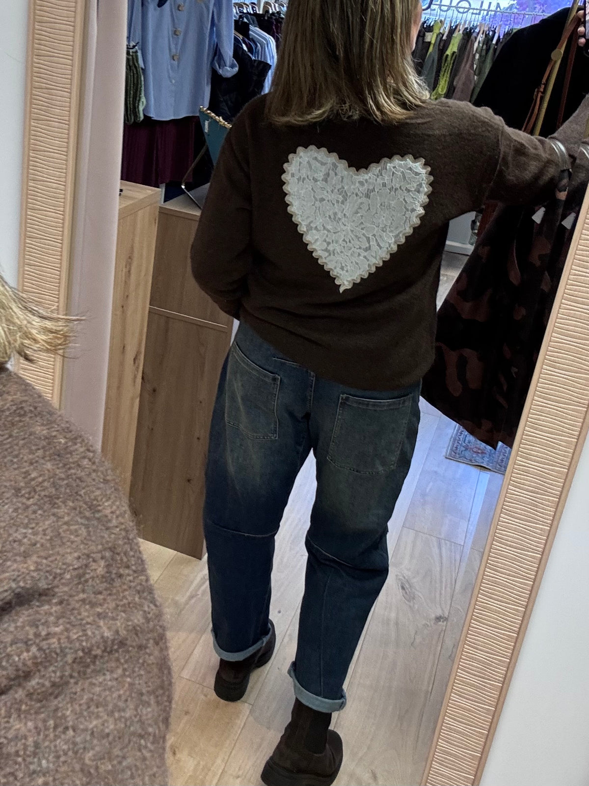 Pull cœur marron