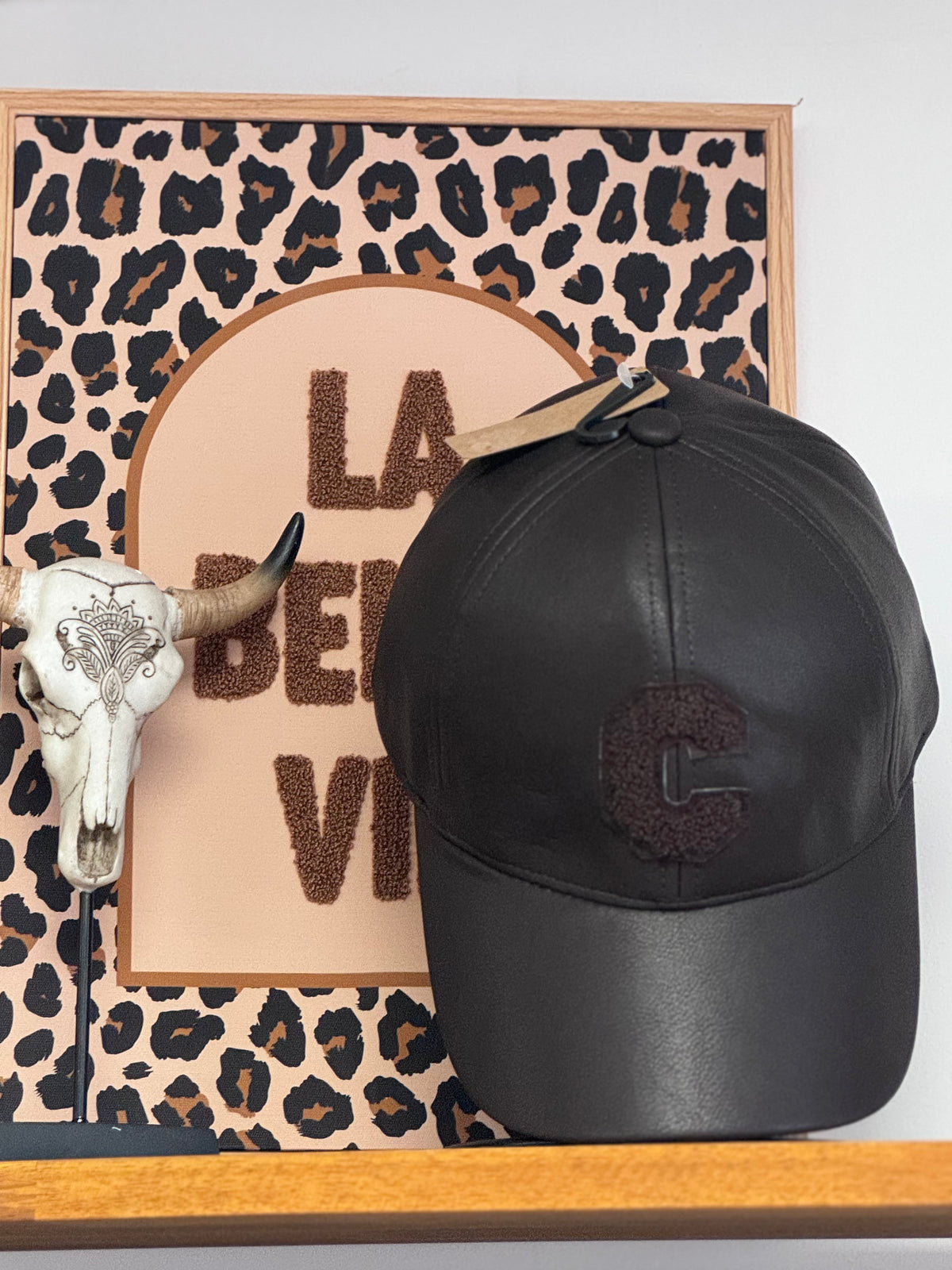 Casquette similicuir marron