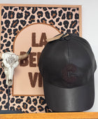 Casquette similicuir marron