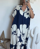 Robe floral marine/blanc TU 40/48