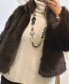 Blouson fausse fourrure marron