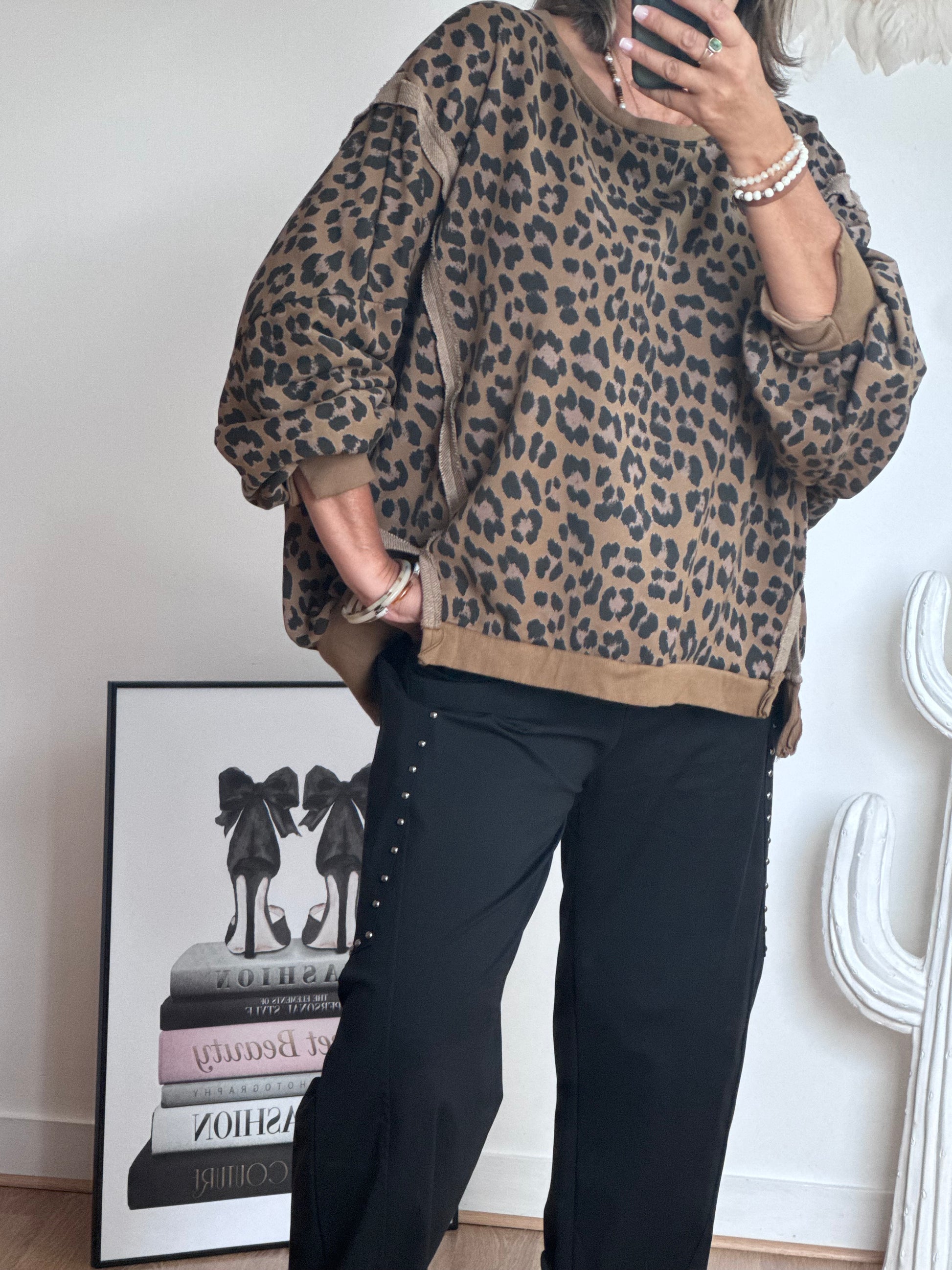 Sweat-shirt oversize Léo camel TU 38/50