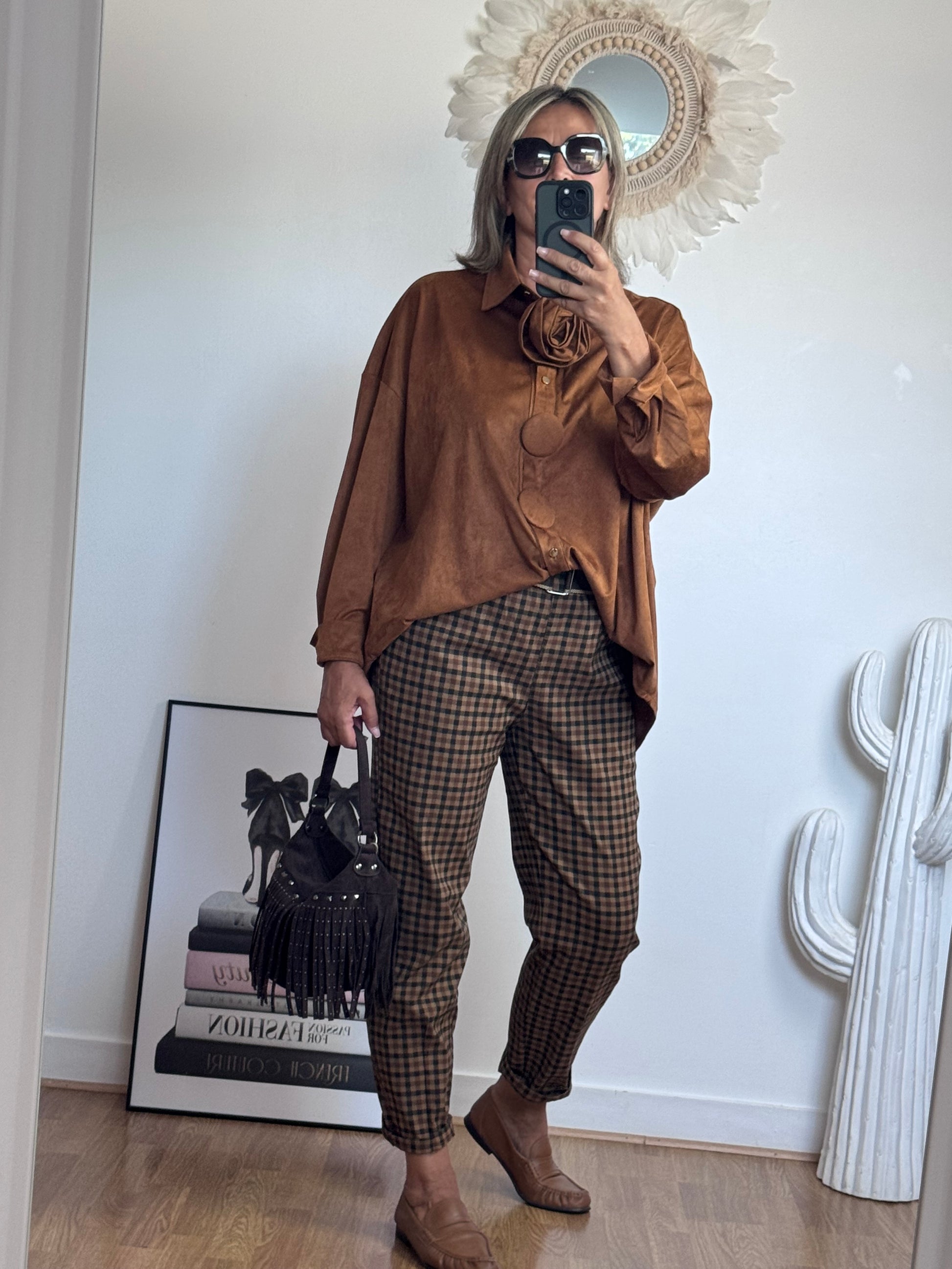 Pantalon vichy marron