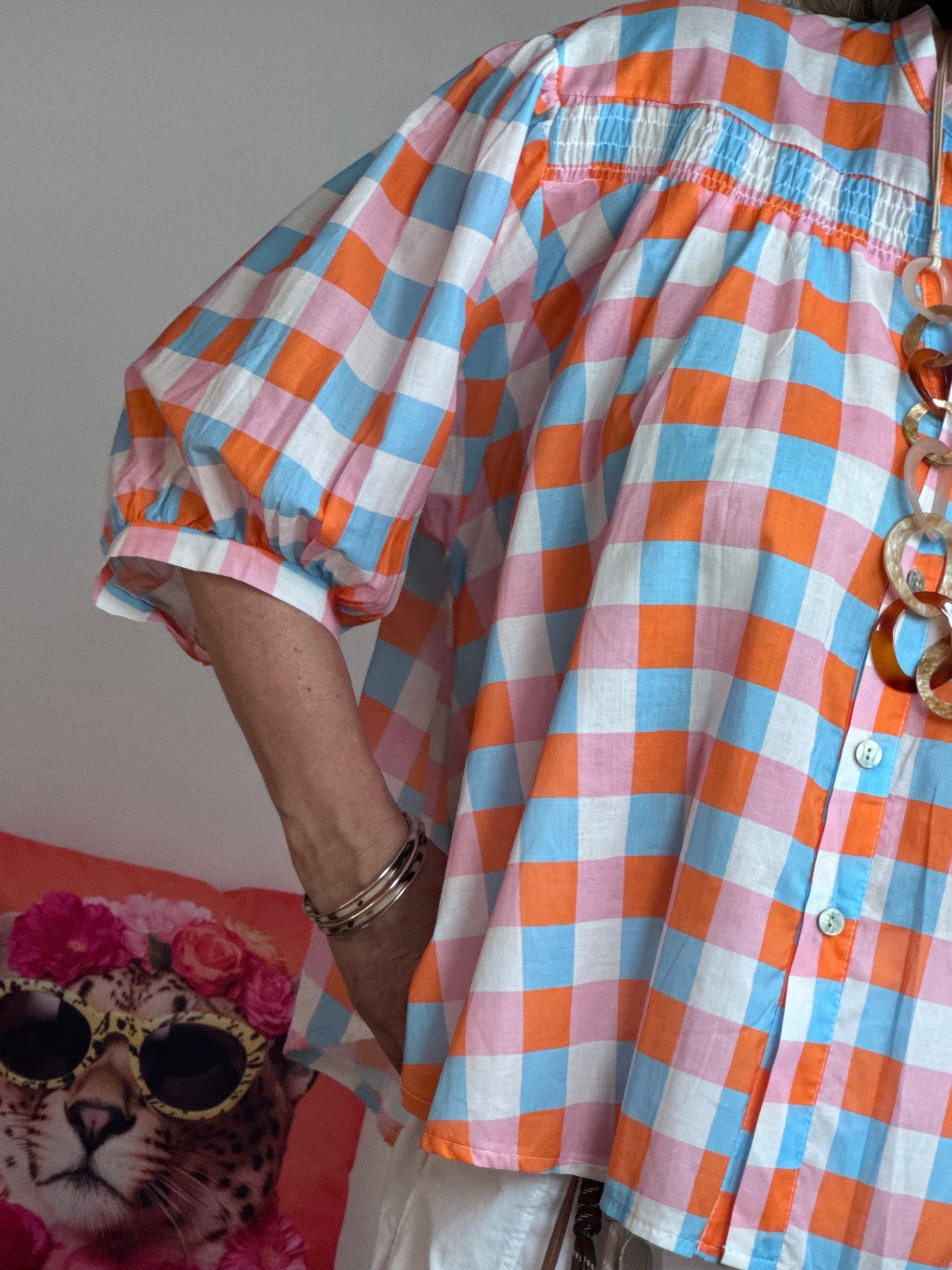 Blouse vichy orange /bleu