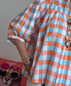 Blouse vichy orange /bleu