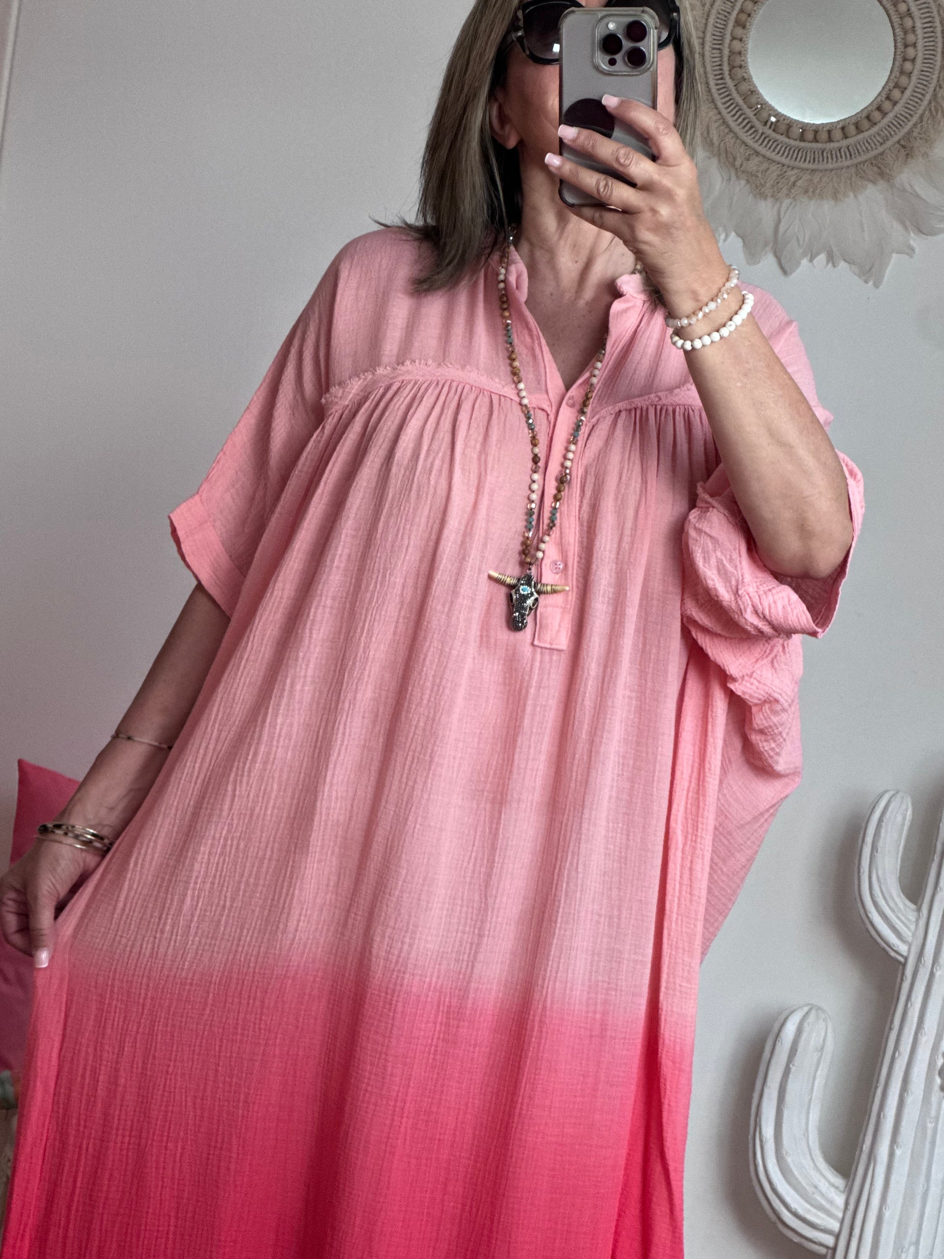 Robe tie and dye pêche/rose