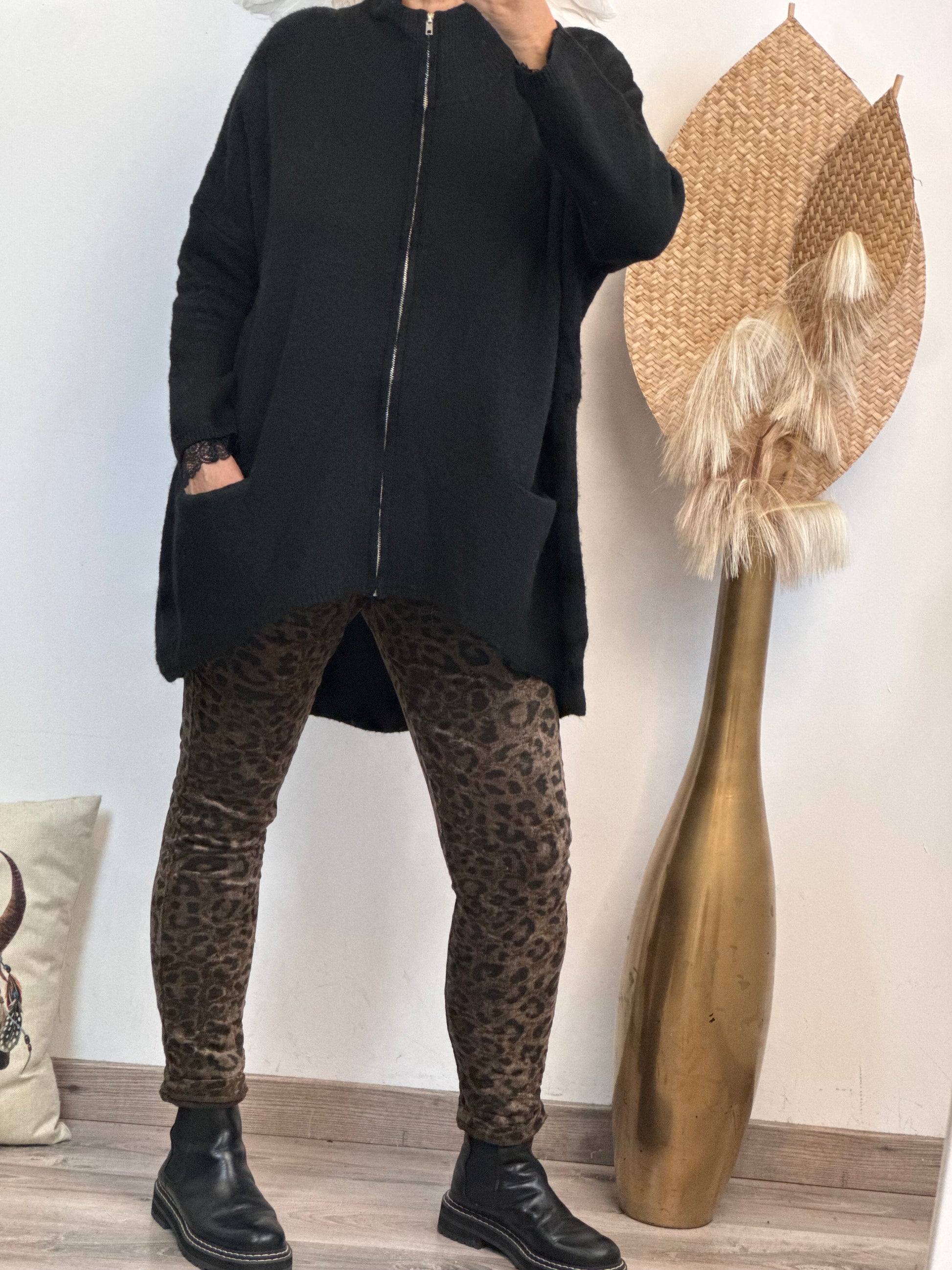 Gilet long oversize noir jolie formes TU 44/50