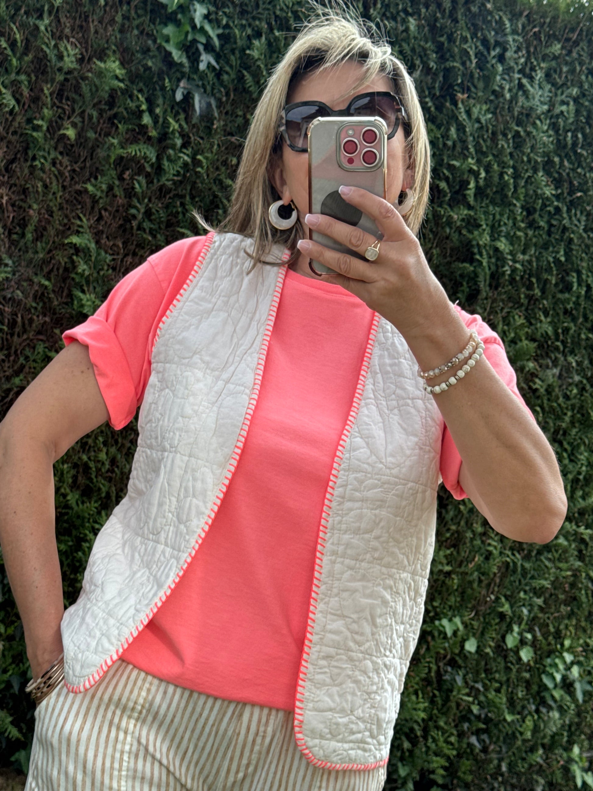 Gilet matelassé blanc cassé