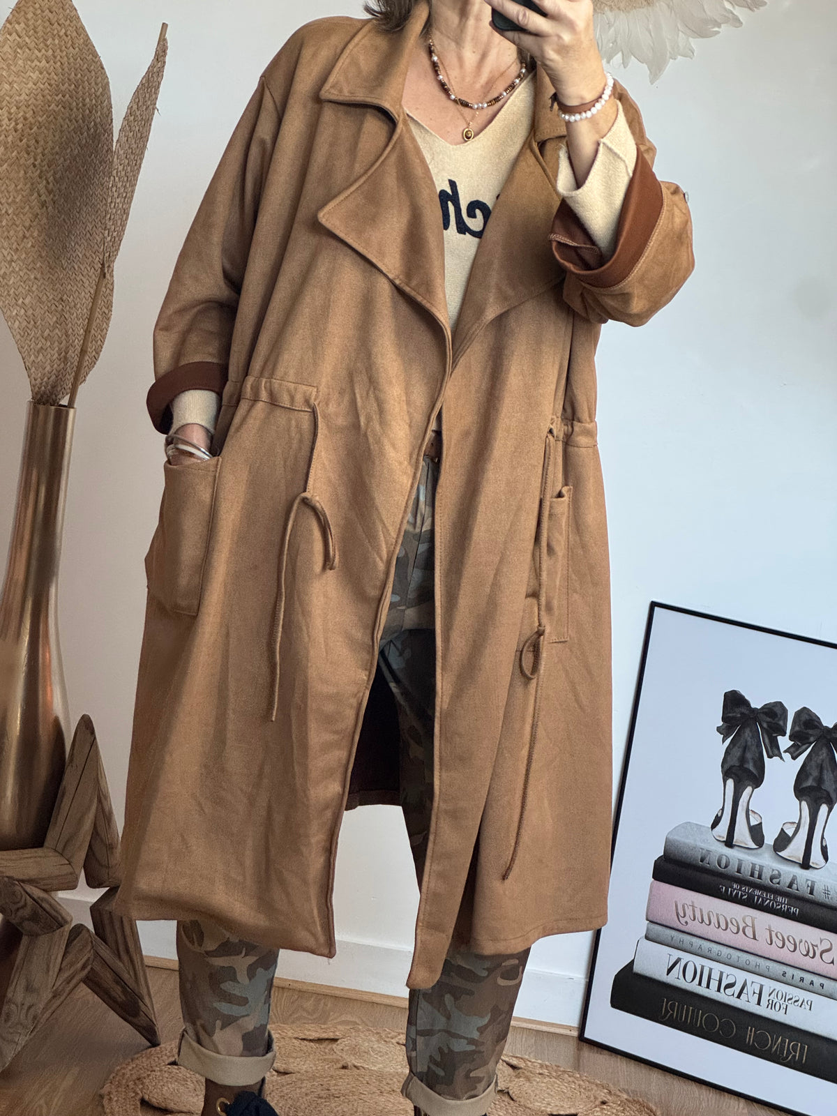 Manteau Arizona suédine camel