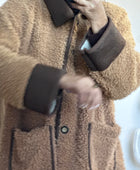 Veste moumoute camel bi matière