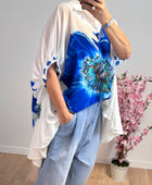 Chemise évasée fleurs bleues TU 38/46