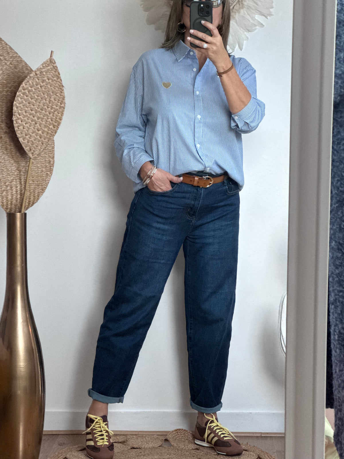 Chemise rayée bleue cœur doré du S/M au 4XL