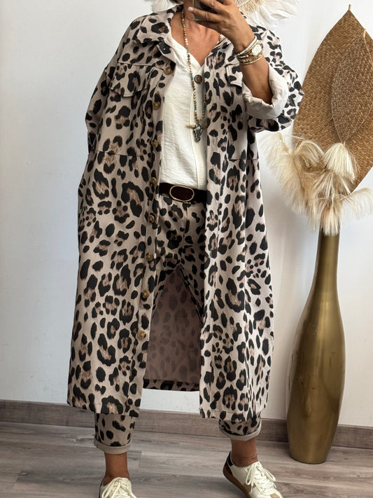 Veste longue Léo beige